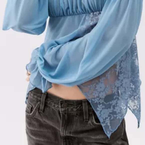 NWT Urban outfitters Romance Babydoll Top in Blue - Picture 3 of 12